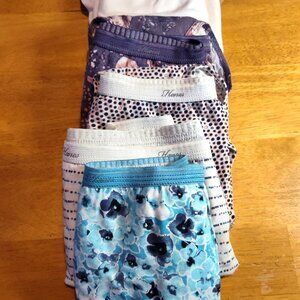 Set of 6 New & washed Hanes Cotton High Cut Print Colors. Size 9